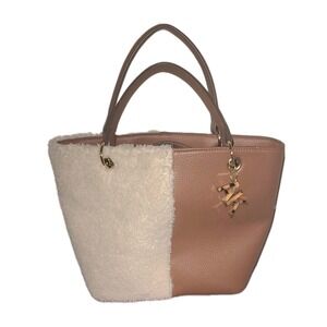 EUC Anne Klein Convertible Sherpa Denver Tote Crossbody In Chestnut MSRP $78